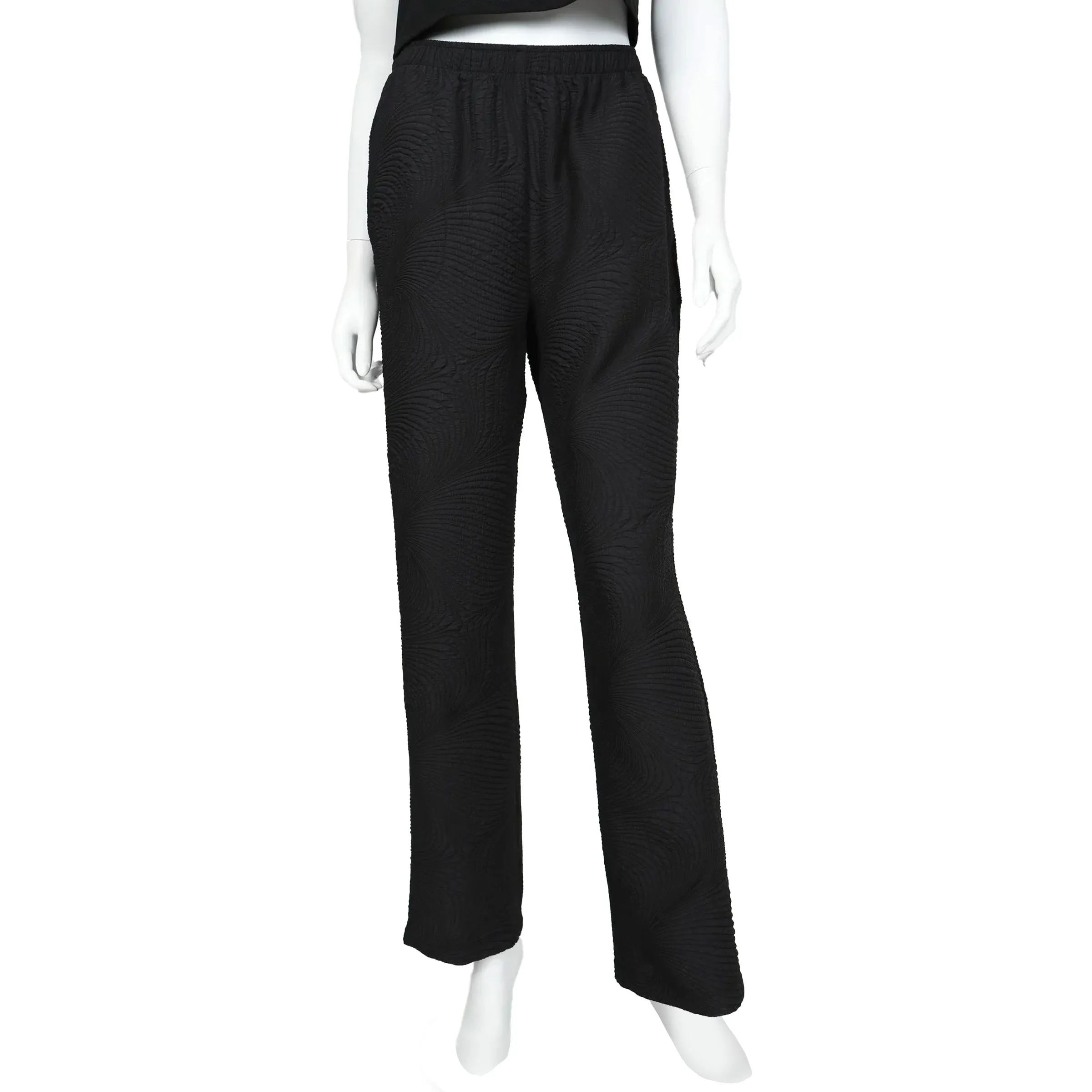 IC Collection Textured Pull-On Pant in Black - 5751P