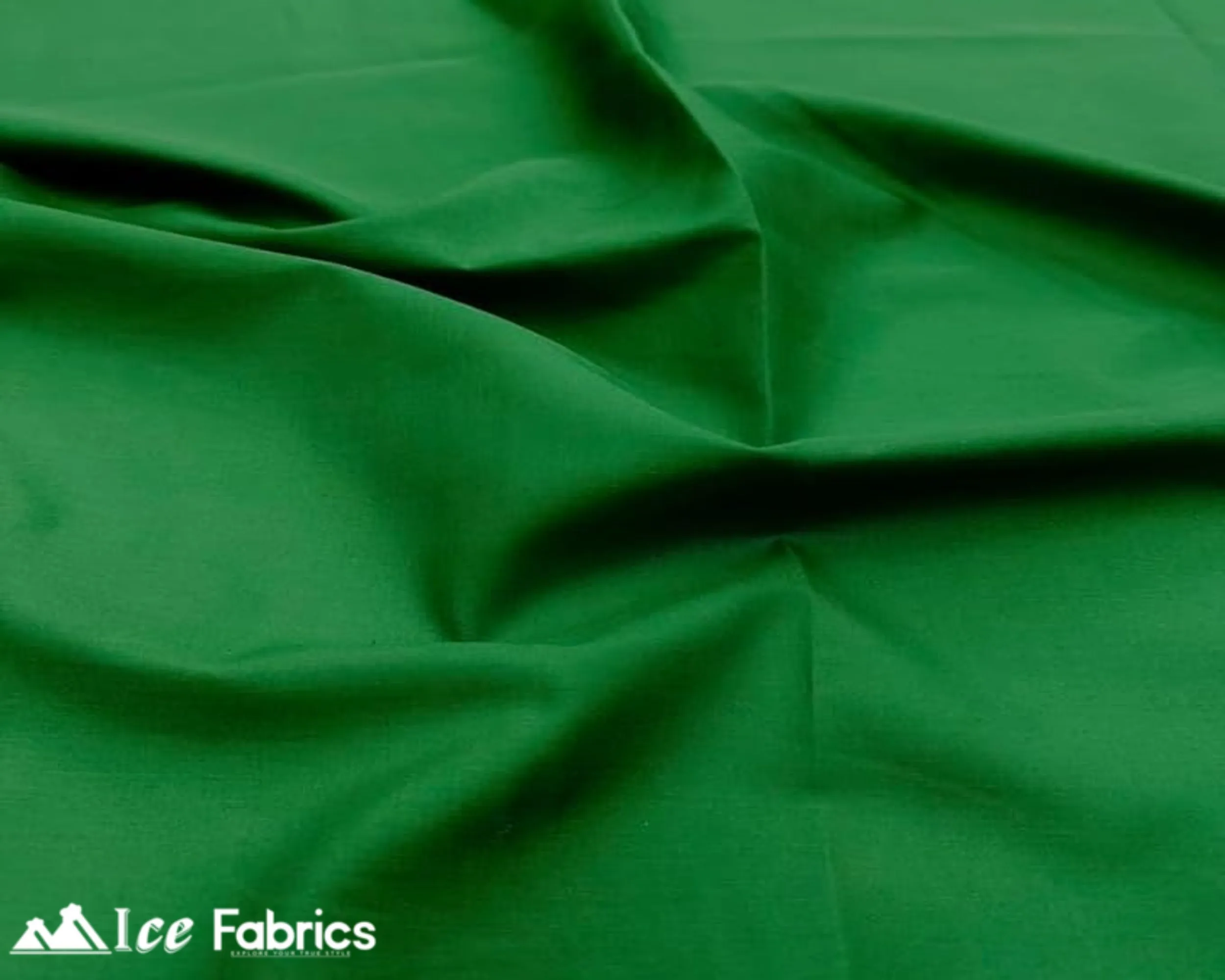 Kelly Green Broadcloth Polyester Cotton Fabric | Poly Cotton Fabric