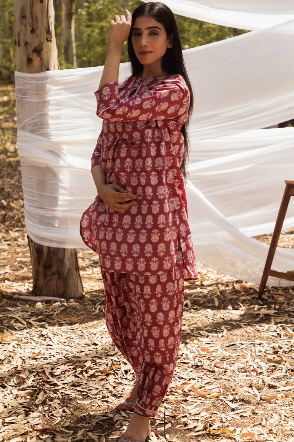 Samiya Pink Kurta with Harem Pant - Set of 2