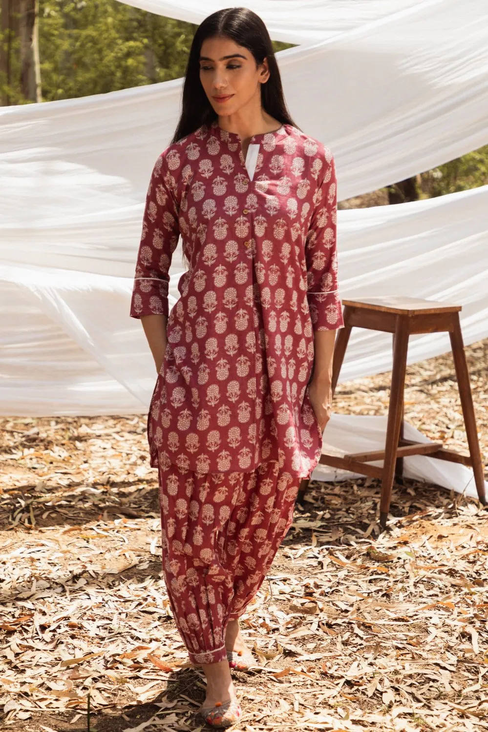 Samiya Pink Kurta with Harem Pant - Set of 2