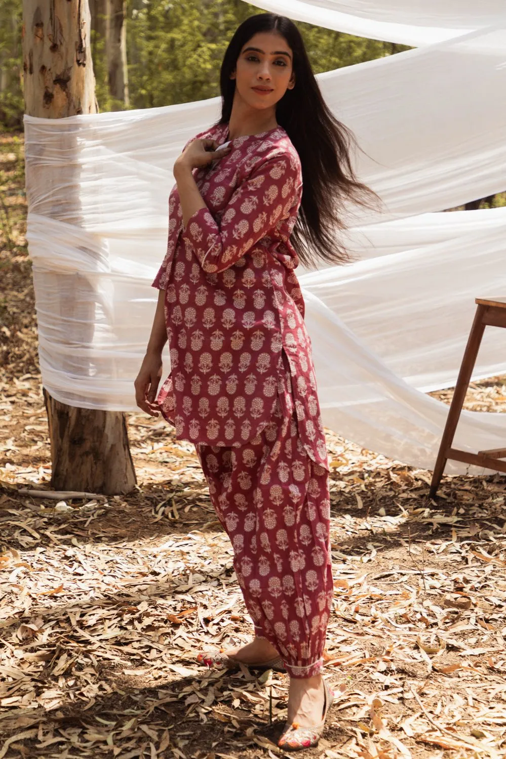 Samiya Pink Kurta with Harem Pant - Set of 2