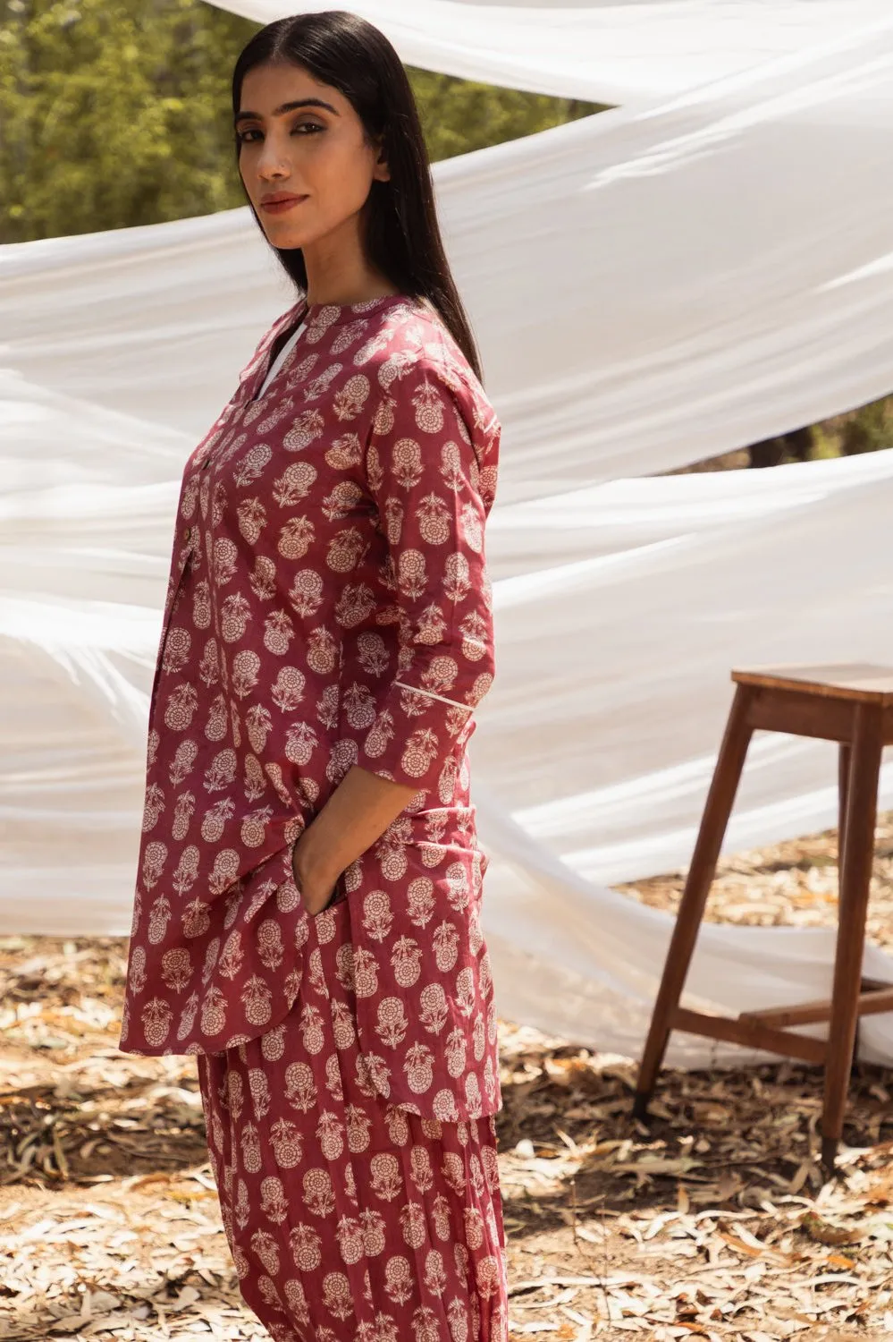 Samiya Pink Kurta with Harem Pant - Set of 2