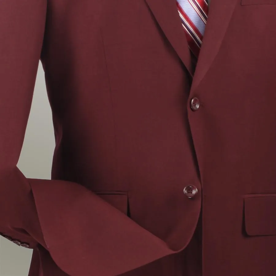 Vinci Regular Fit 2 Piece 2 Button Textured Weave Suit (Burgundy) 2LK-1