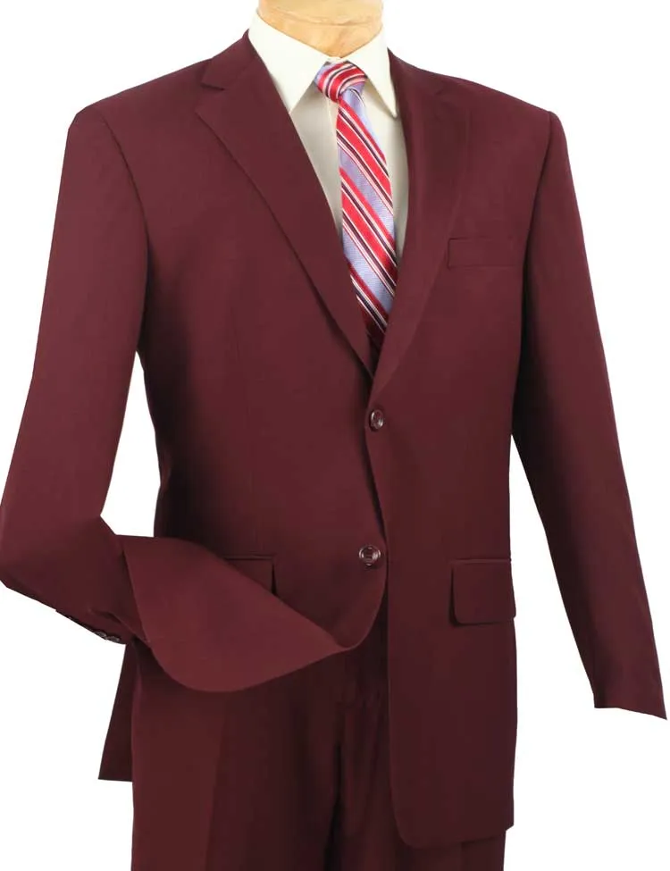 Vinci Regular Fit 2 Piece 2 Button Textured Weave Suit (Burgundy) 2LK-1