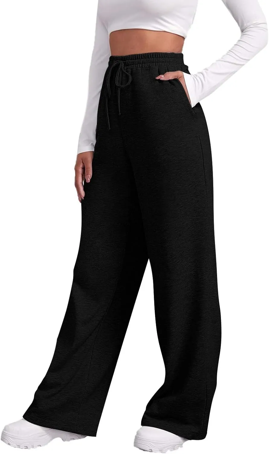 Womens Fleece Sweatpants Straight Legs Drawstring Pants Winter Sweatpants Casual Sport Workout Pants with Pockets