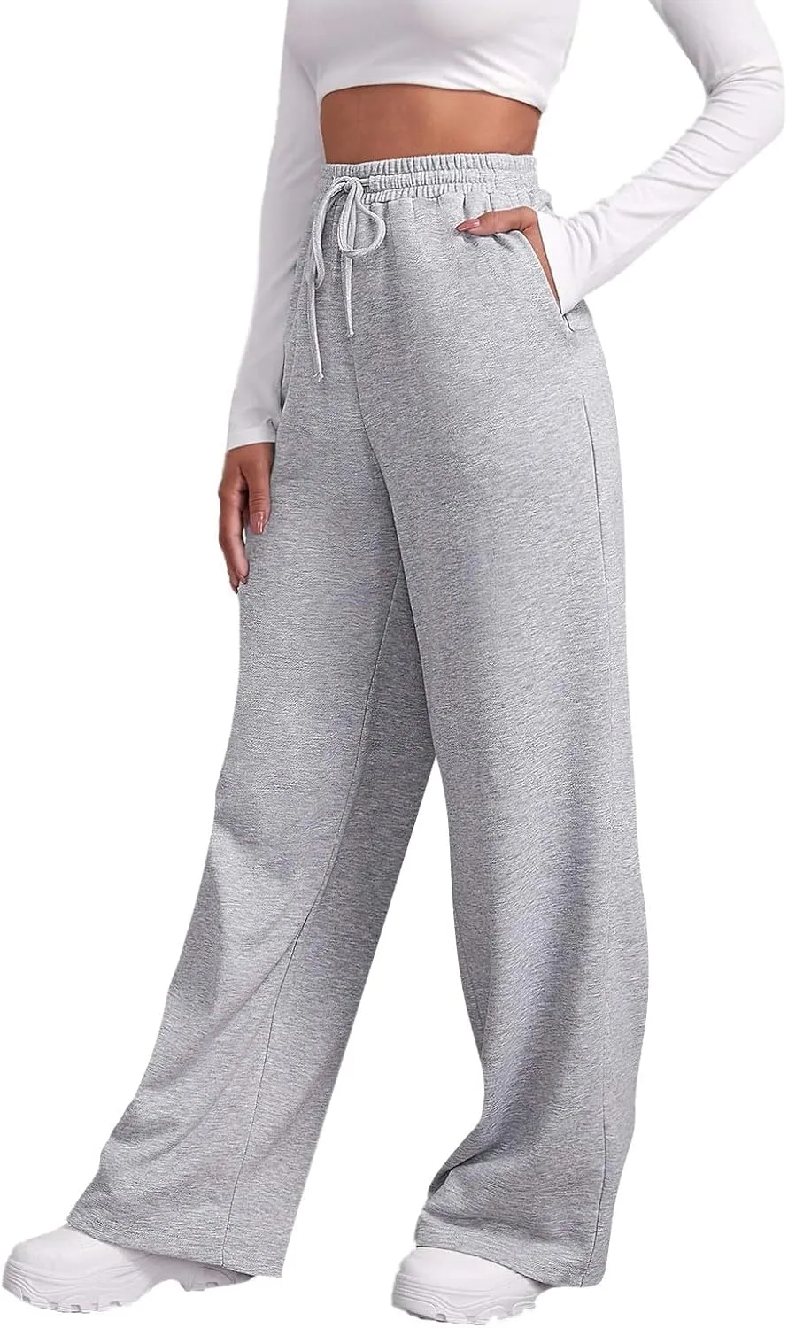 Womens Fleece Sweatpants Straight Legs Drawstring Pants Winter Sweatpants Casual Sport Workout Pants with Pockets